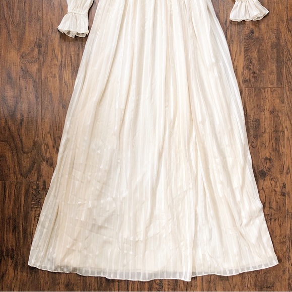 SOLD vintage • 70s cream maxi dress striped boho peasant fairy coquette bride - Picture 7 of 13